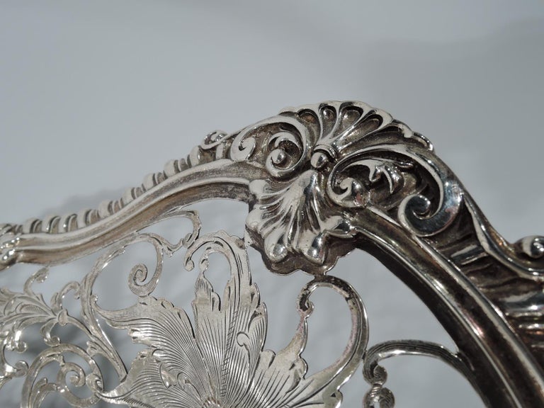 Large Antique American Sterling Silver Flower Basket For Sale at 1stDibs