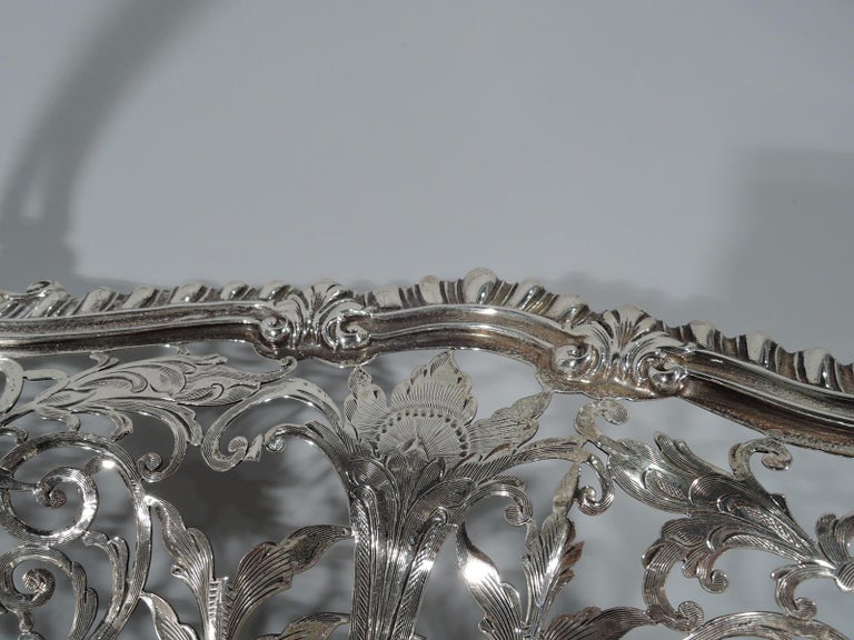Large Antique American Sterling Silver Flower Basket For Sale at 1stDibs
