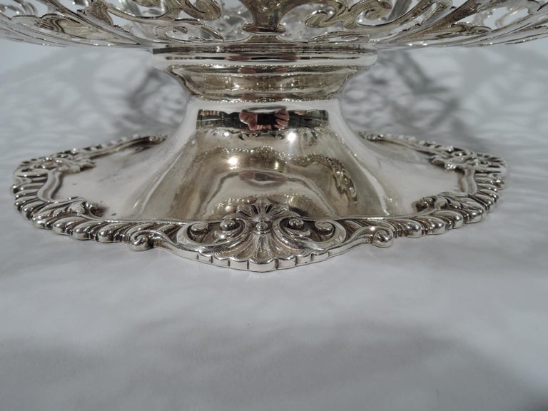 Large Antique American Sterling Silver Flower Basket For Sale at 1stDibs