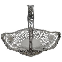 Large Antique American Sterling Silver Flower Basket