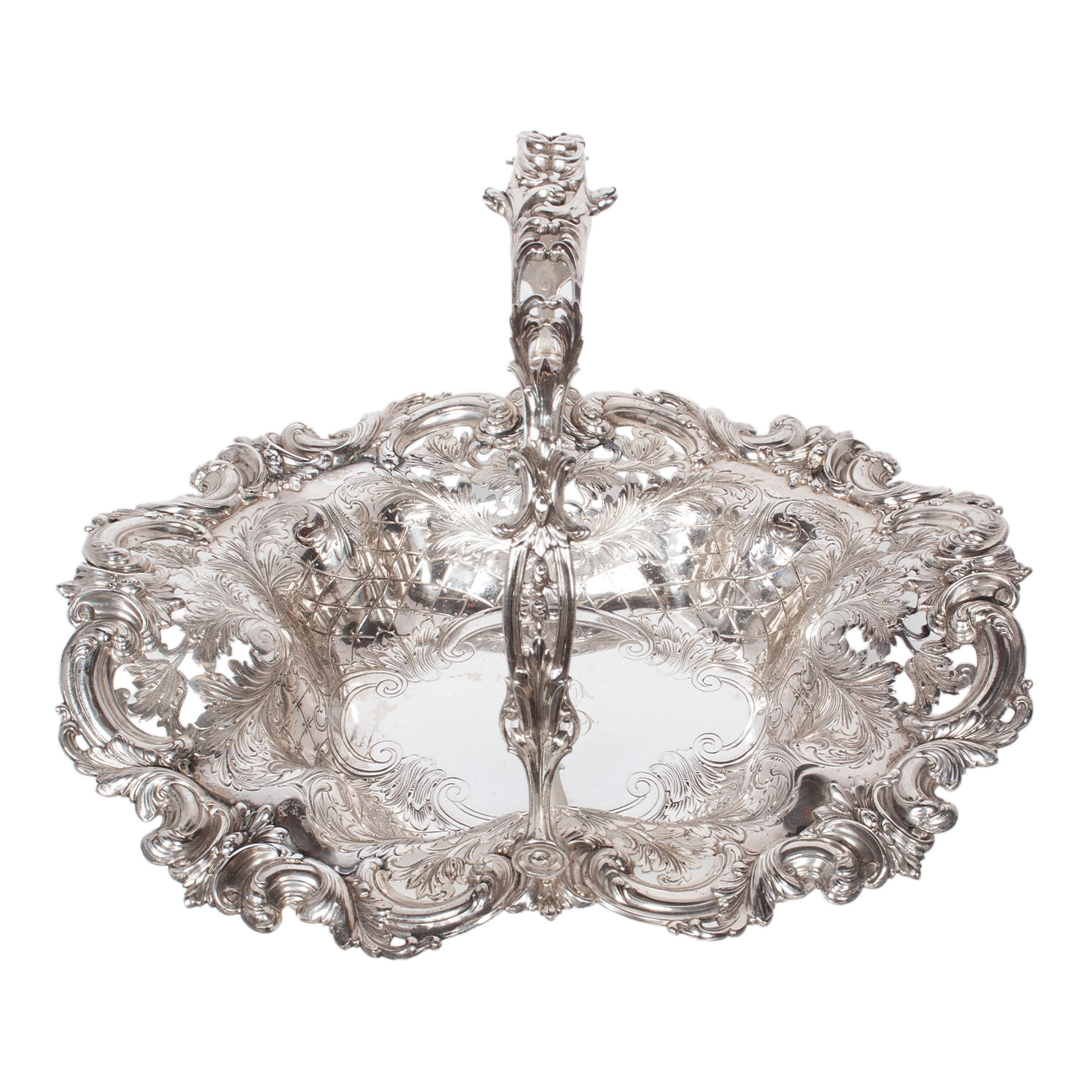 Large Antique American Sterling Silver Tiffany & Co Handled Repoussé Basket 1890 5