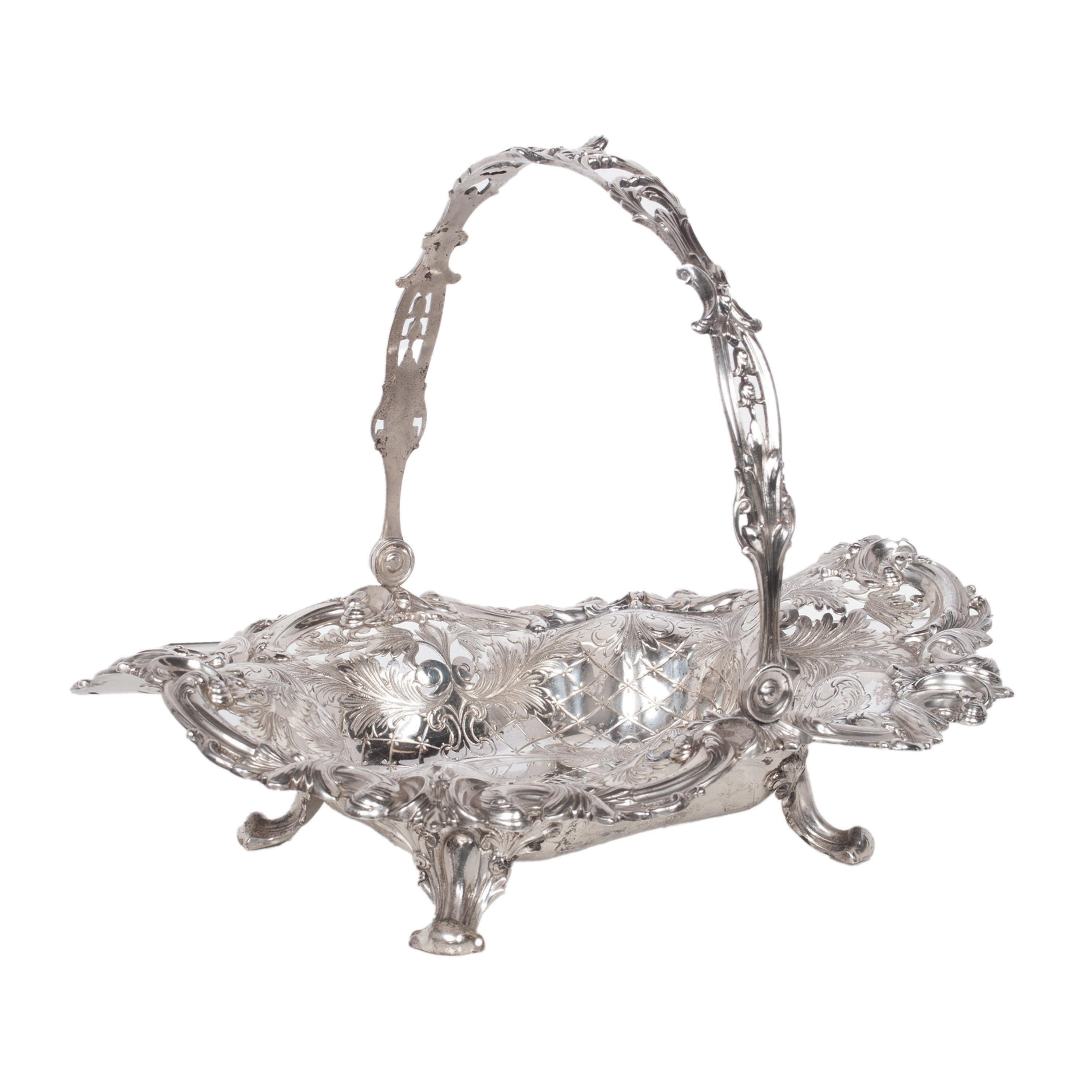 Large Antique American Sterling Silver Tiffany & Co Handled Repoussé Basket 1890 6