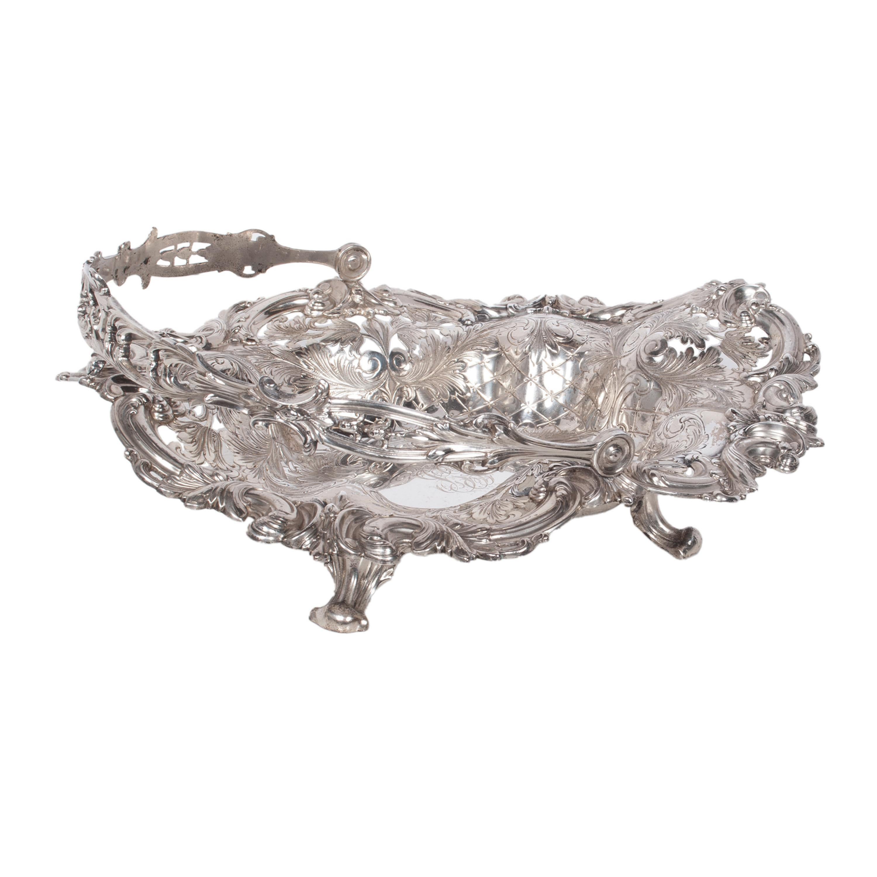 Large Antique American Sterling Silver Tiffany & Co Handled Repoussé Basket 1890 7