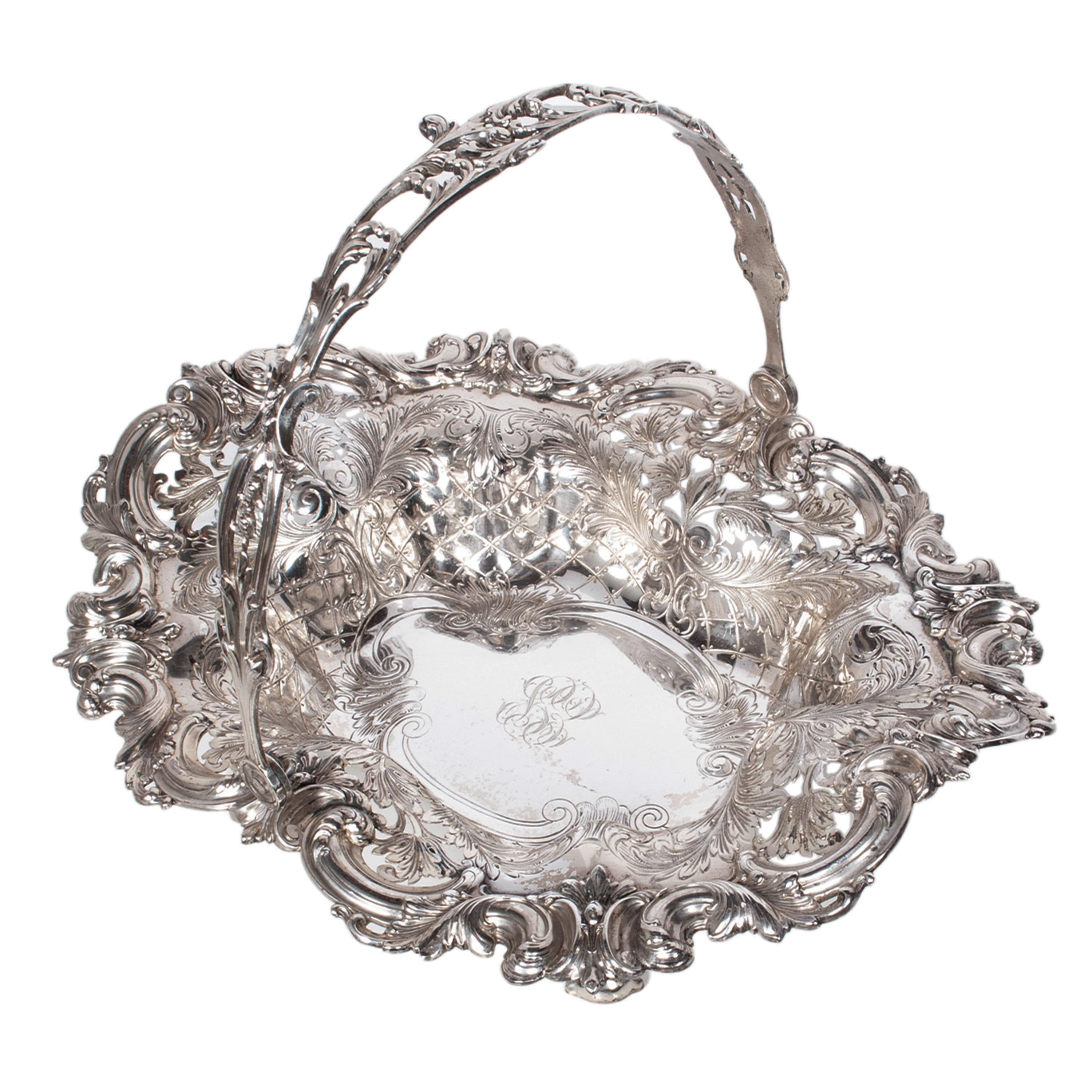 Large Antique American Sterling Silver Tiffany & Co Handled Repoussé Basket 1890 3