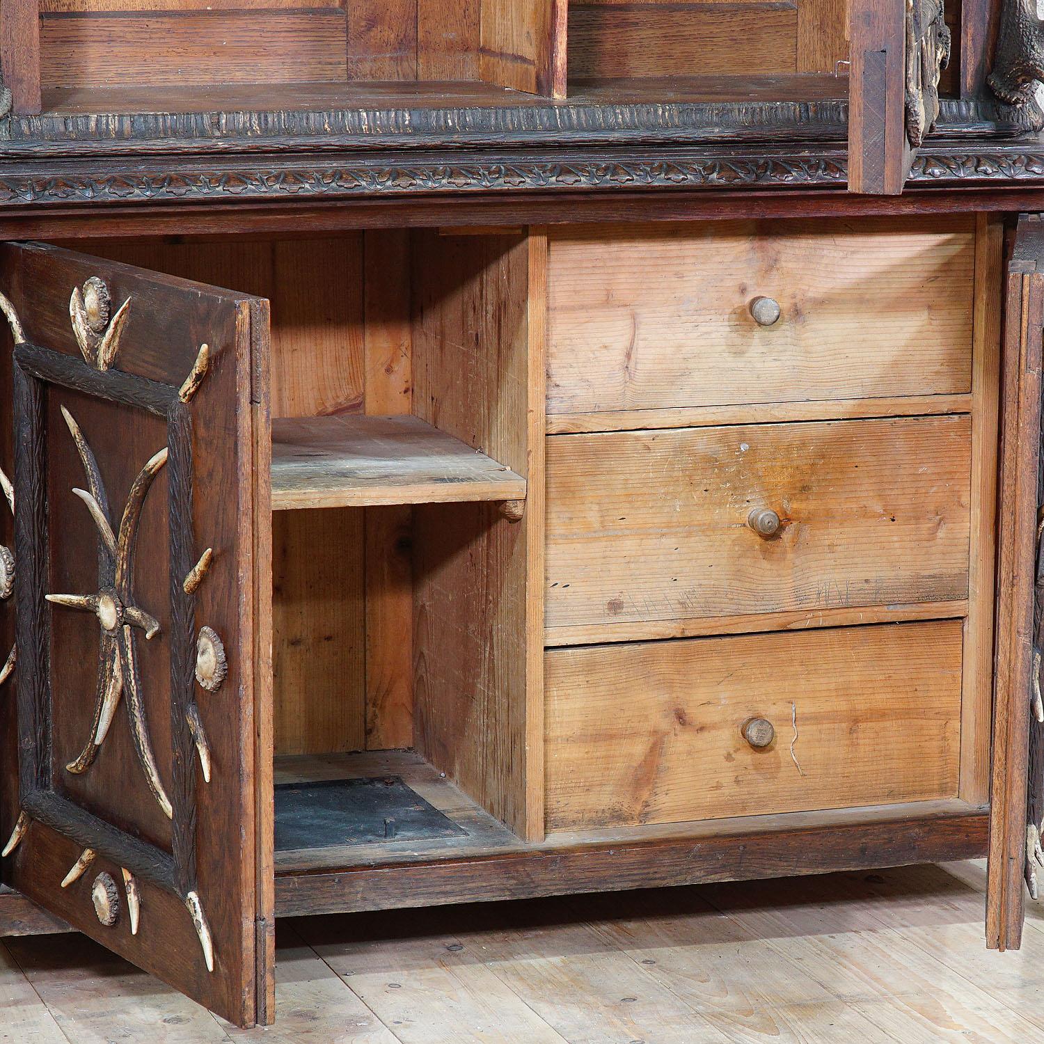 Large Antique Antler Gun Cabinet Bohemia, ca. 1870 5