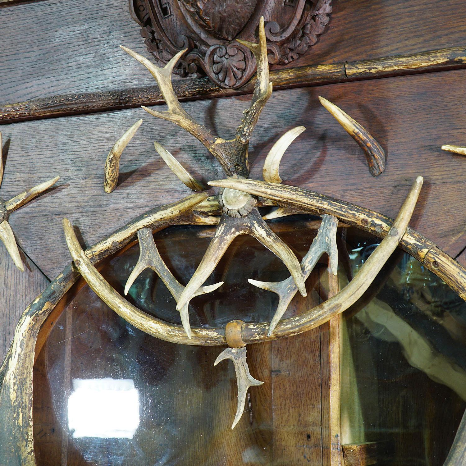 19th Century Large Antique Antler Gun Cabinet Bohemia, ca. 1870