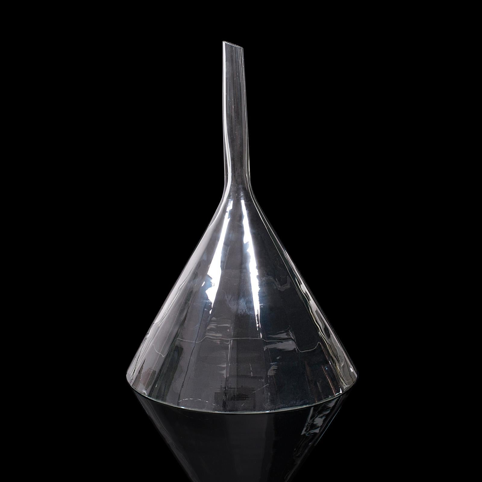 Large Antique Apothecary Funnel, Continental, Glass, Chemistry, Edwardian, 1910 In Good Condition For Sale In Hele, Devon, GB