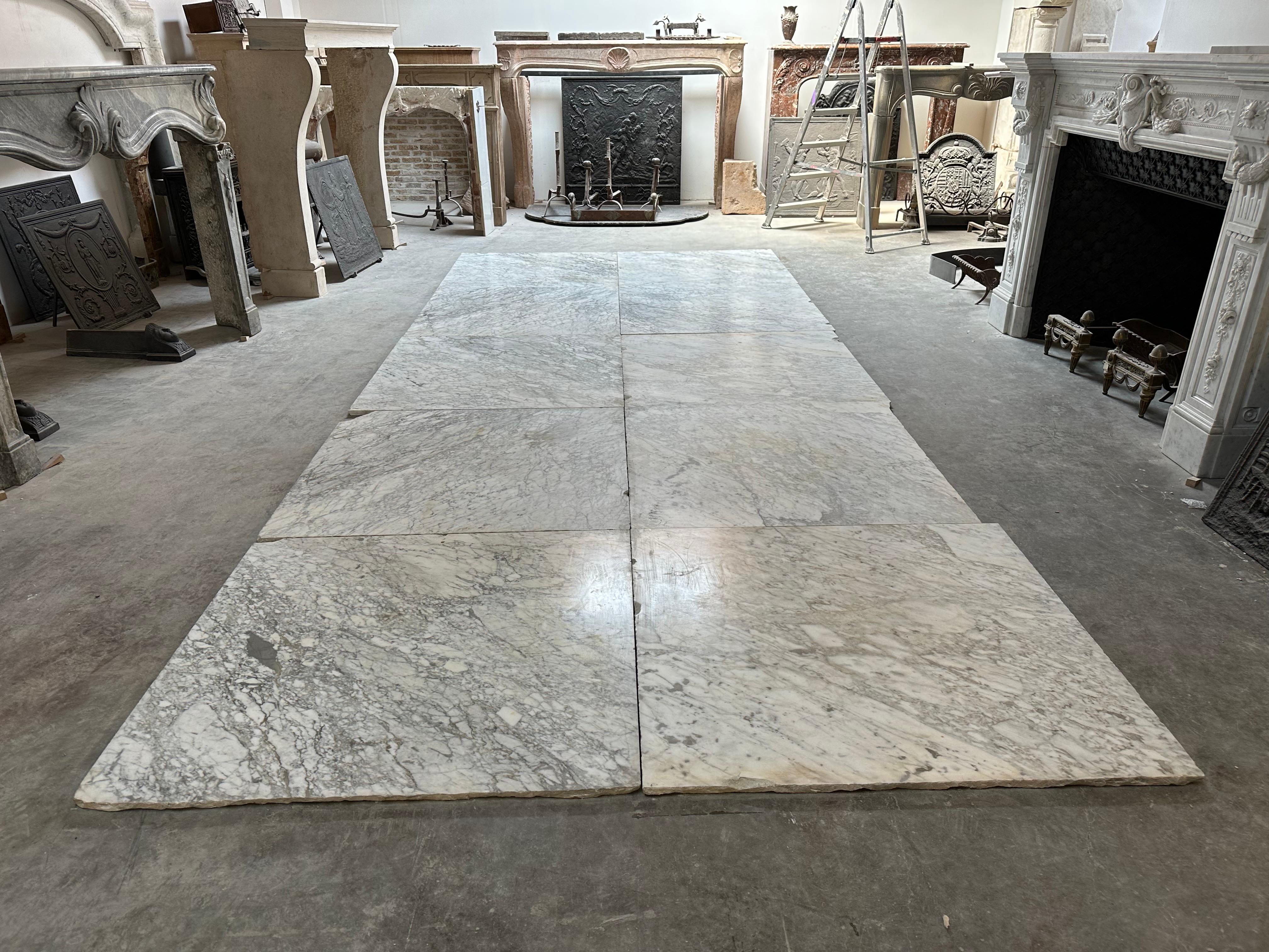 Dutch Large Antique Arbescato Marble Floor Tiles For Sale