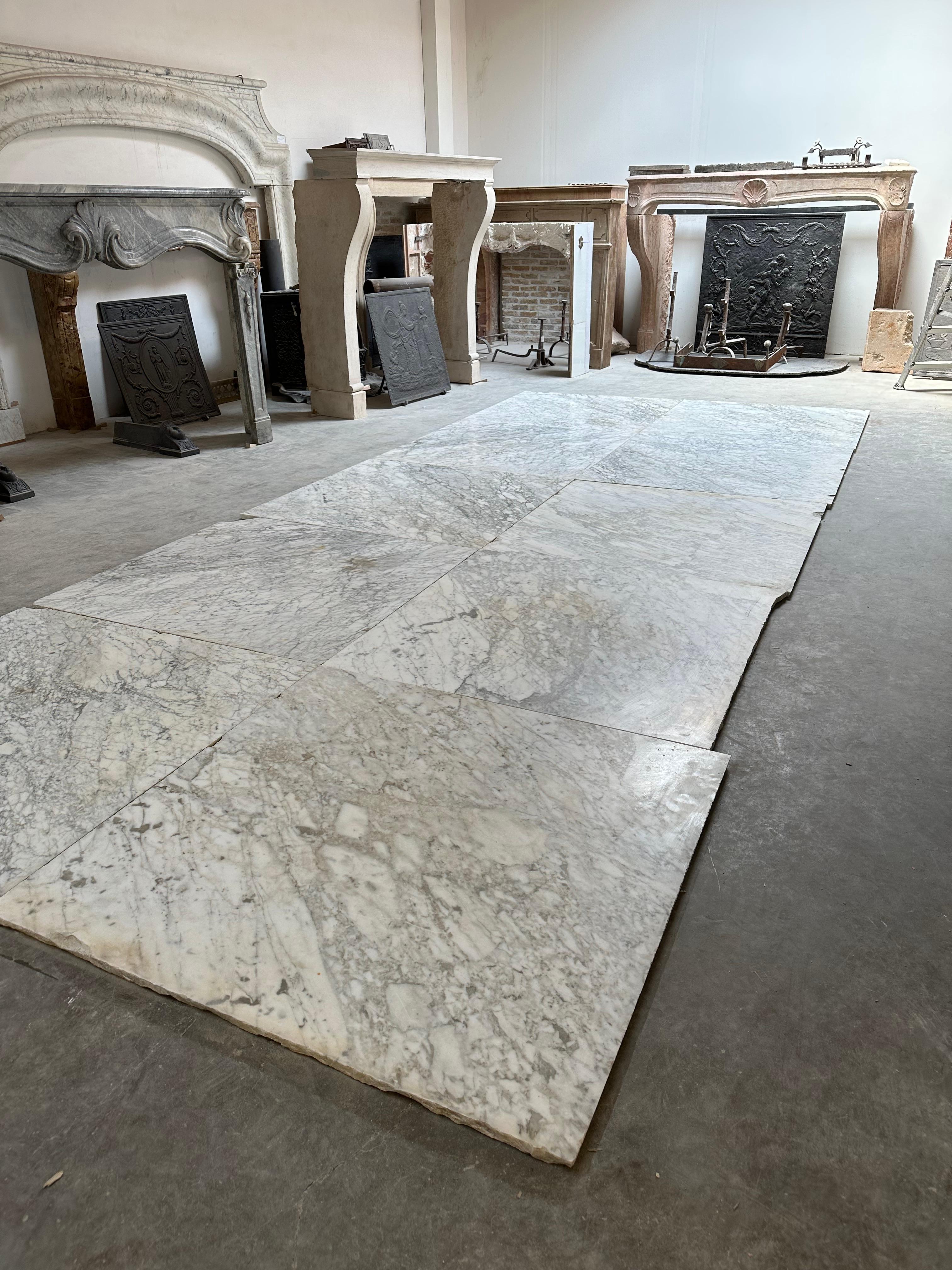 18th Century Large Antique Arbescato Marble Floor Tiles For Sale