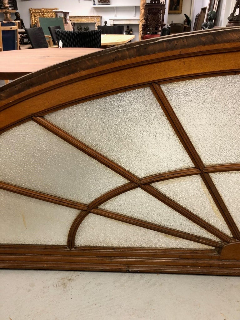 Large Antique Arched Transom Palladian Window in a Oak Frame Early 20th
