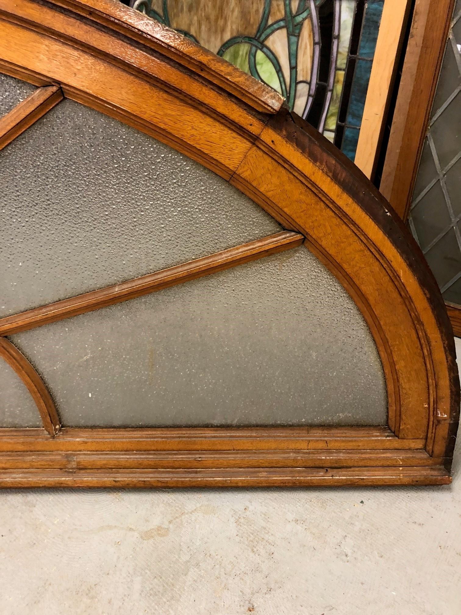 Glass Large Antique Arched Transom Palladian Window in a Oak Frame Early 20th Century  For Sale