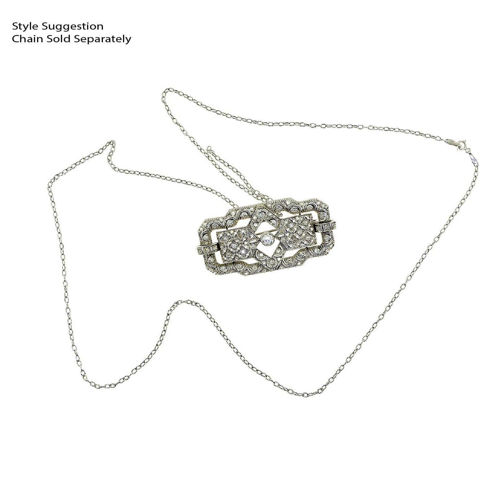 Old European Cut Large Antique ART DECO DIAMOND PENDANT, BROOCH, PIN in PLATINUM For Sale