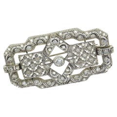 Large Antique ART DECO DIAMOND PENDANT, BROOCH, PIN in PLATINUM