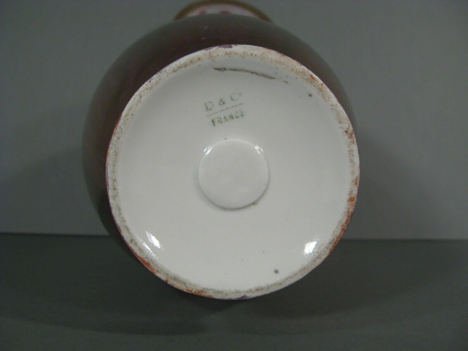 Large Antique Art Deco Limoges Porcelain Vase (1930s) - D&C° - 1Y203 6