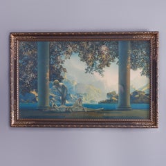 Large Antique Art Deco Maxfield Parrish Daybreak Print, Circa 1920