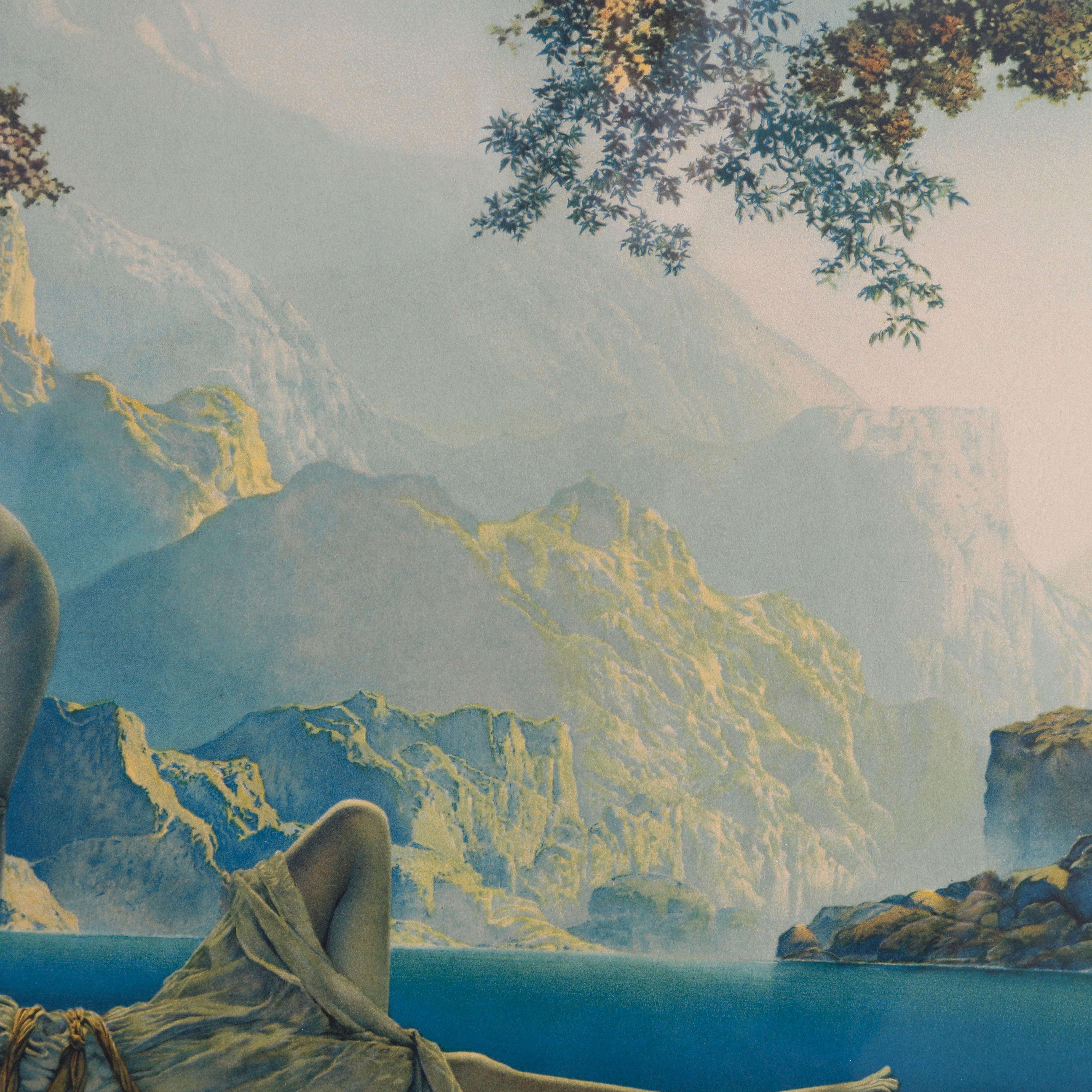 20th Century Large Antique Art Deco Maxfield Parrish Daybreak Print, Circa 1920