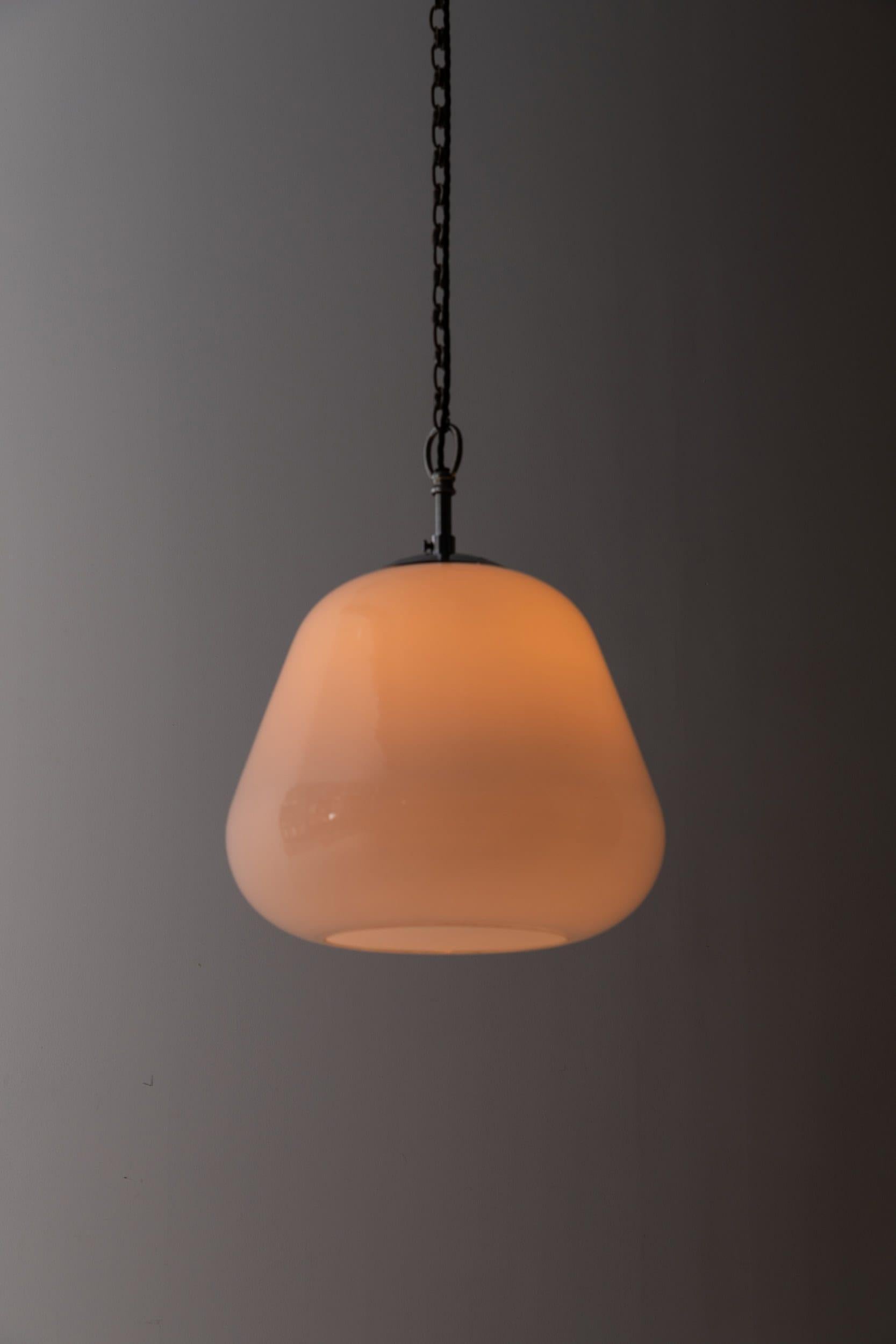 Gran Lámpara Colgante Antigua Art Decó Tulipa de Vidrio Opalino, C.1930 Inglés en venta