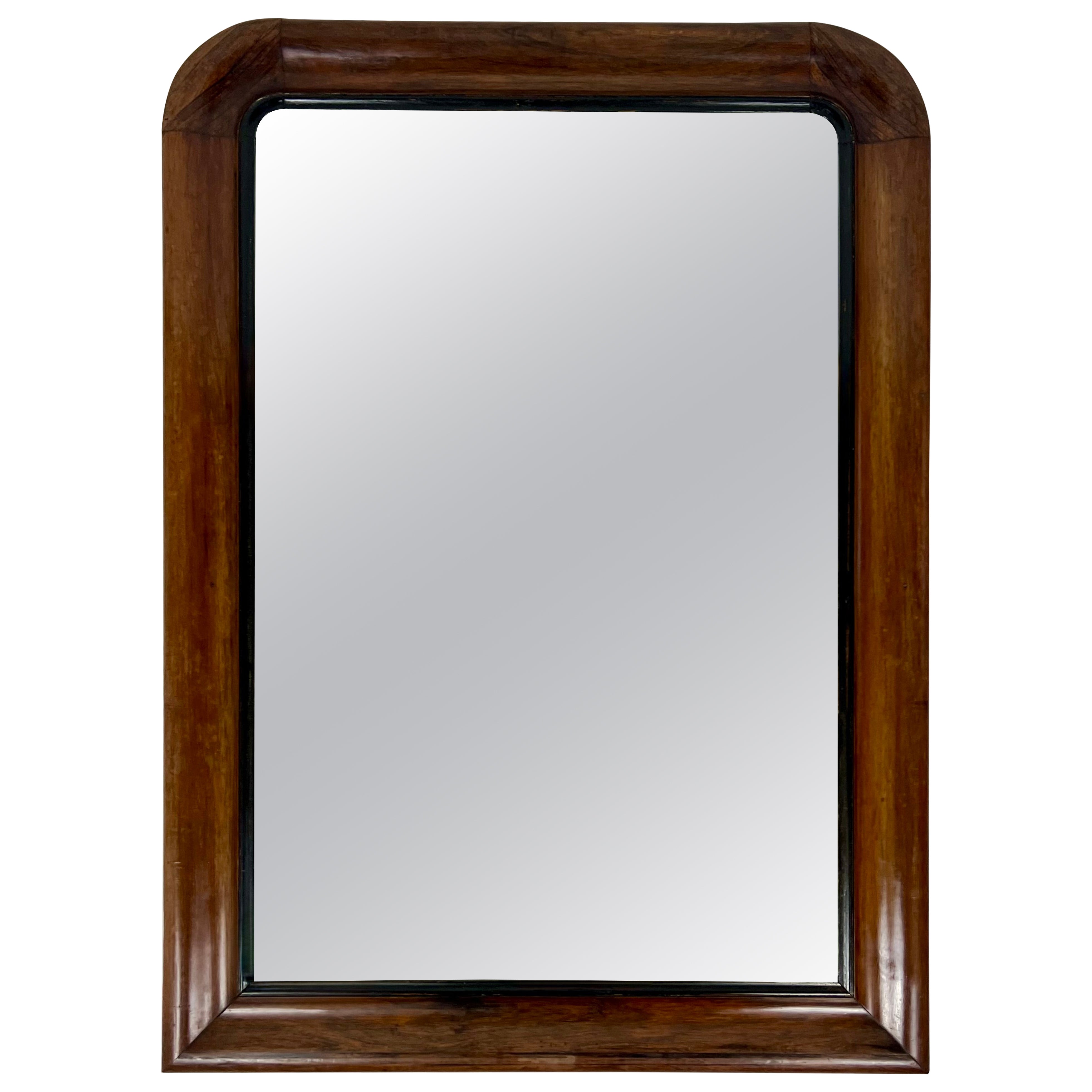 Großer antiker Art Deco Wandspiegel: Holzrahmen, Glas mit Stockflecken, Frankreich um 1920