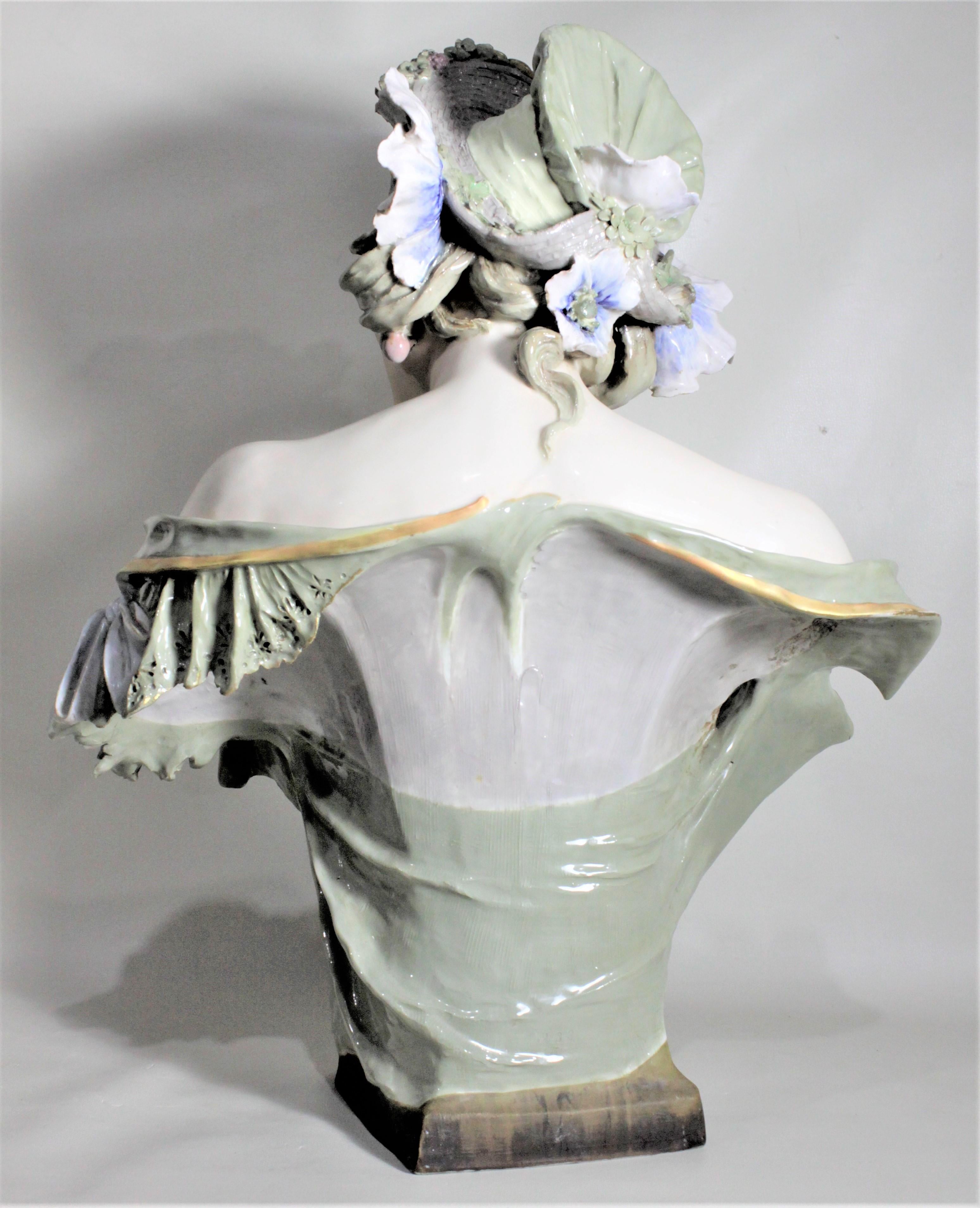 Large Antique Art Nouveau Austrian Porcelain Female Sculpture or Bust In Good Condition For Sale In Hamilton, Ontario