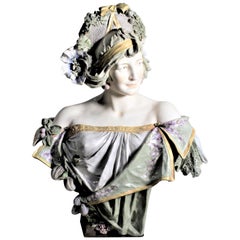 Large Vintage Art Nouveau Austrian Porcelain Female Sculpture or Bust