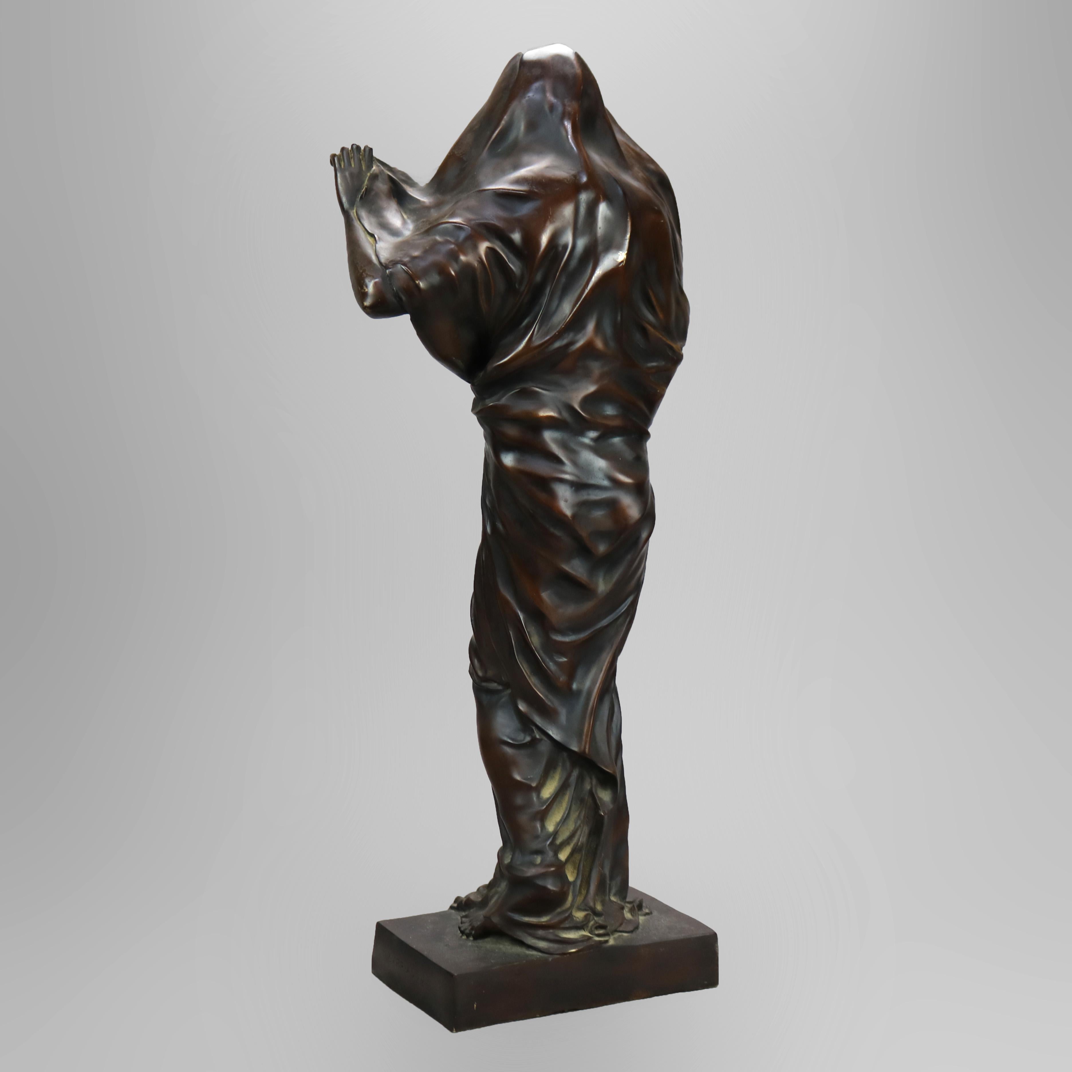 Large Antique Art Nouveau Cast Bronze Neoclassical Female Statue, Signed, 19th C 8