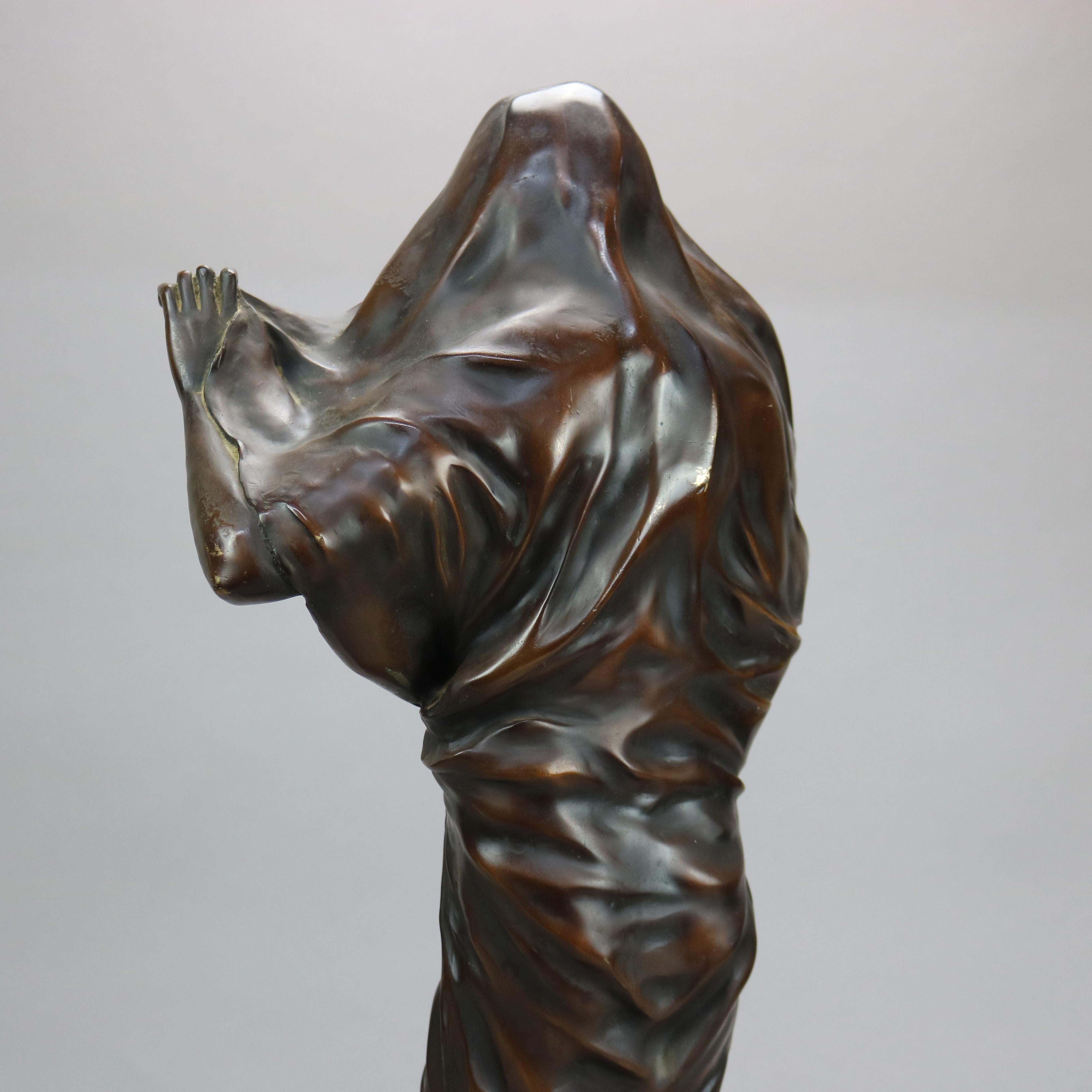 Large Antique Art Nouveau Cast Bronze Neoclassical Female Statue, Signed, 19th C 9