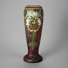 Large Antique Art Nouveau French Legras Enameled Art Glass Circa 1890