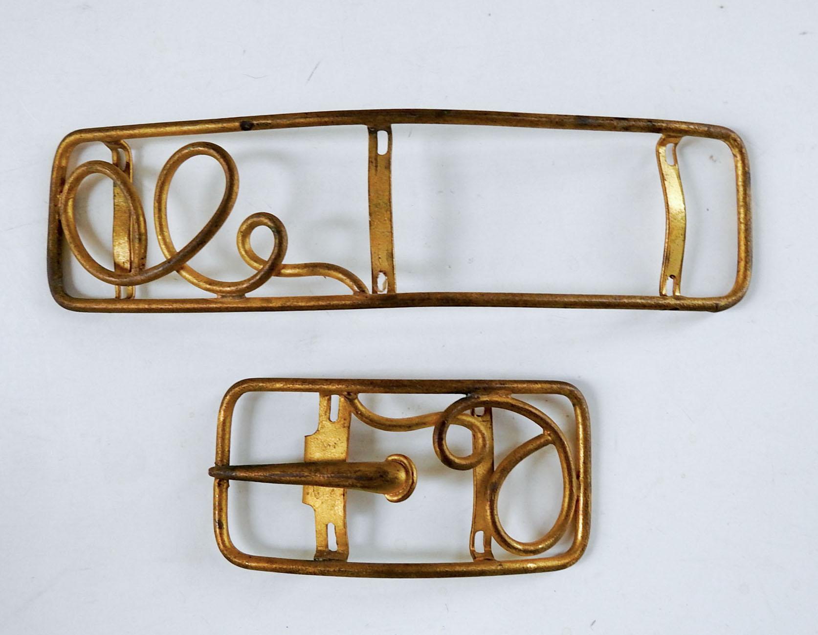 Unknown Large Antique Art Nouveau Gilt Brass Belt Sash Buckle For Sale