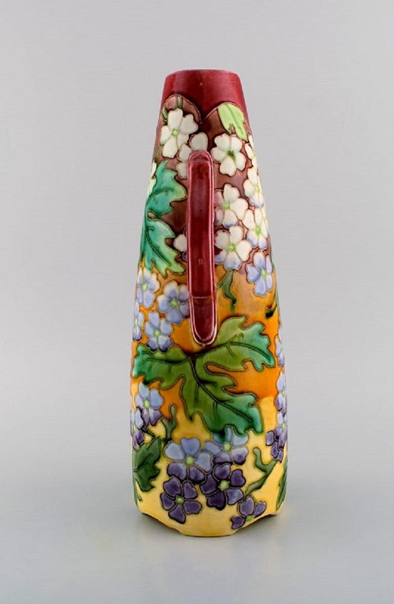 20th Century Large Antique Art Nouveau Vase with Handles in Glazed Ceramics For Sale