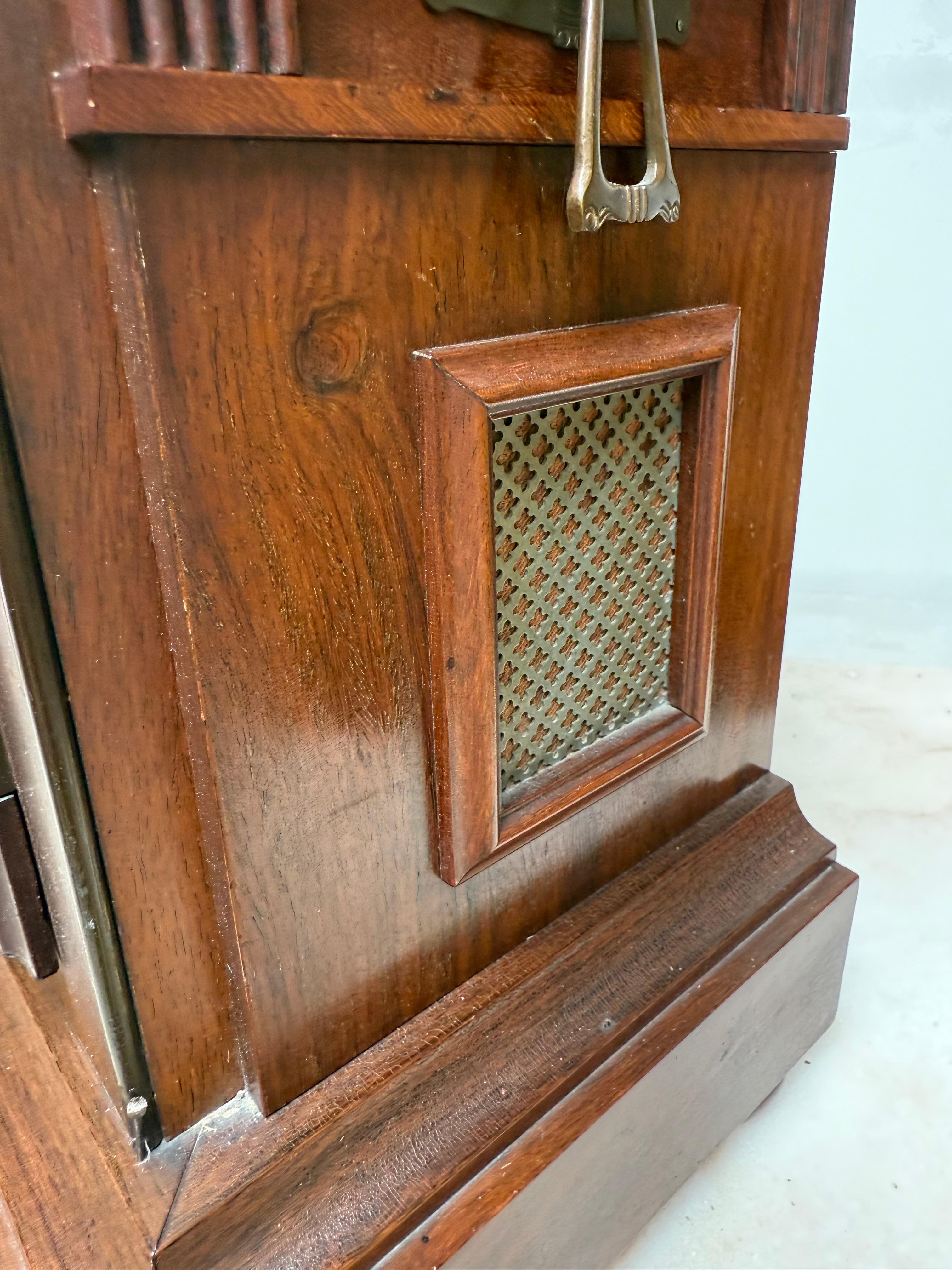 Large Antique Arts & Crafts Nutwood with Inlay Table or Mantel Clock, ca 1900. For Sale 1