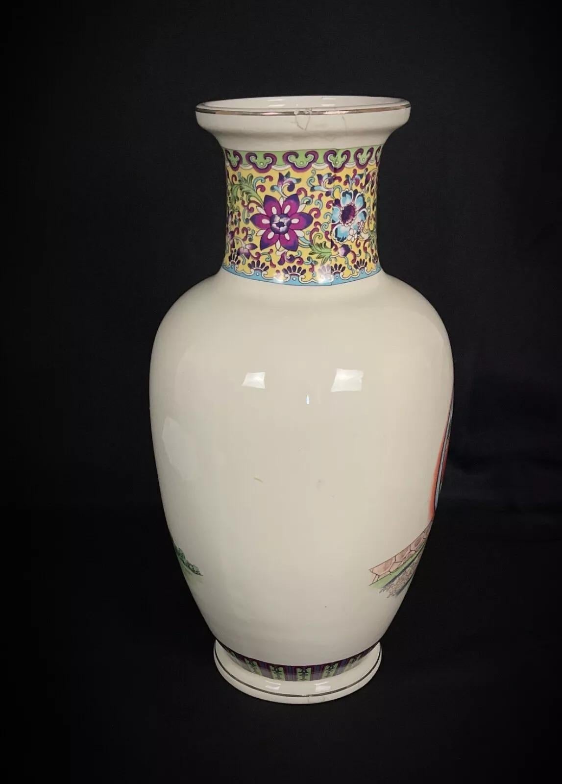 Große antike asiatische Vase - florale & traditionelle Motive - signiert - 2Y395 im Angebot 2