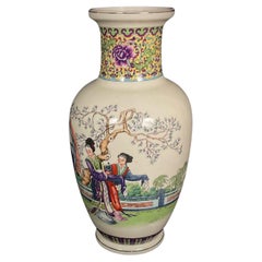 Grand vase asiatique ancien - Motifs floraux et traditionnels - Signé - 2Y395