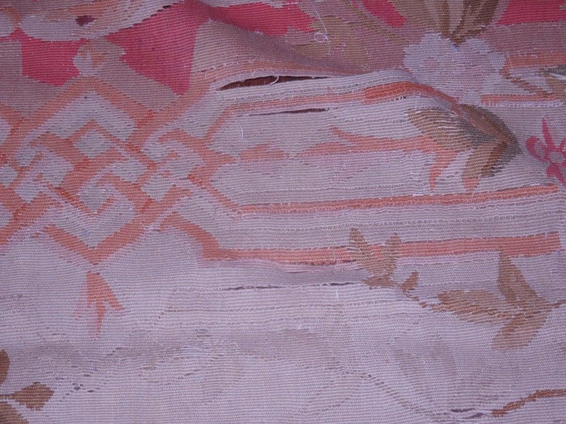 Hand-Knotted Large Antique Aubusson Rug in Apricot, Coral and Pink