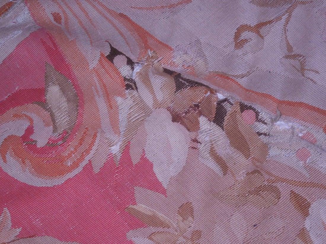 Large Antique Aubusson Rug in Apricot, Coral and Pink In Fair Condition In Locust Valley, NY