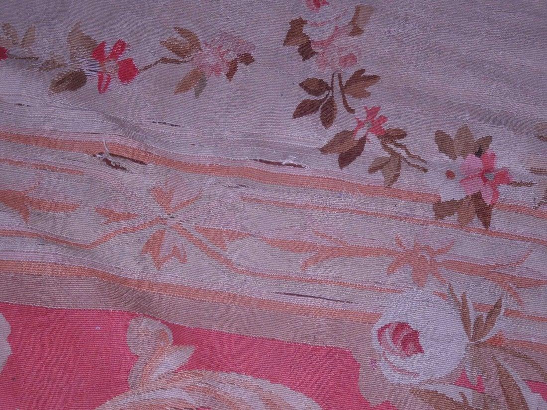 Large Antique Aubusson Rug in Apricot, Coral and Pink 1