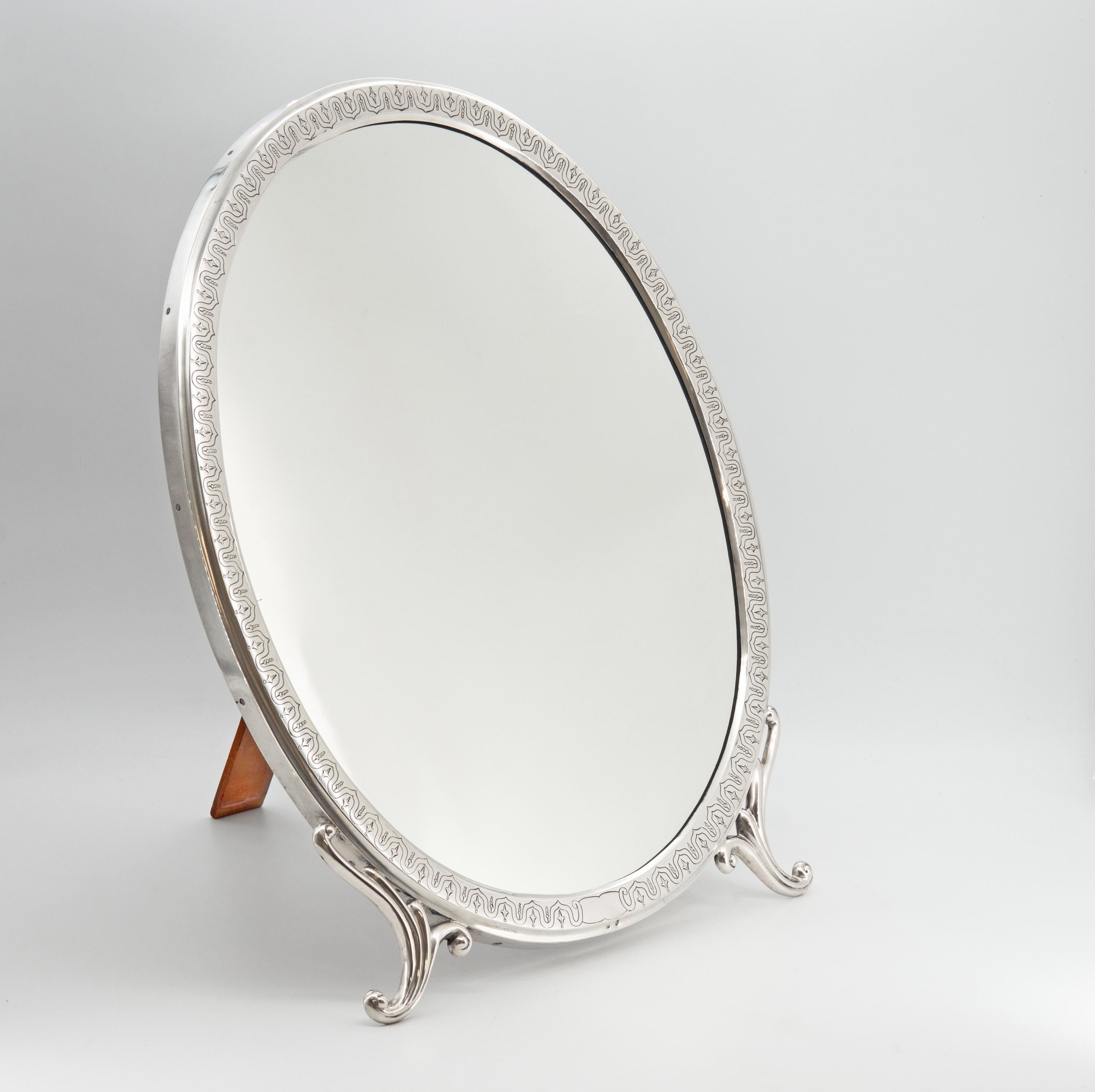 Large Antique Austrian 750 Silver Easel Dressing Table Mirror Vienna Circa 1890 For Sale 8