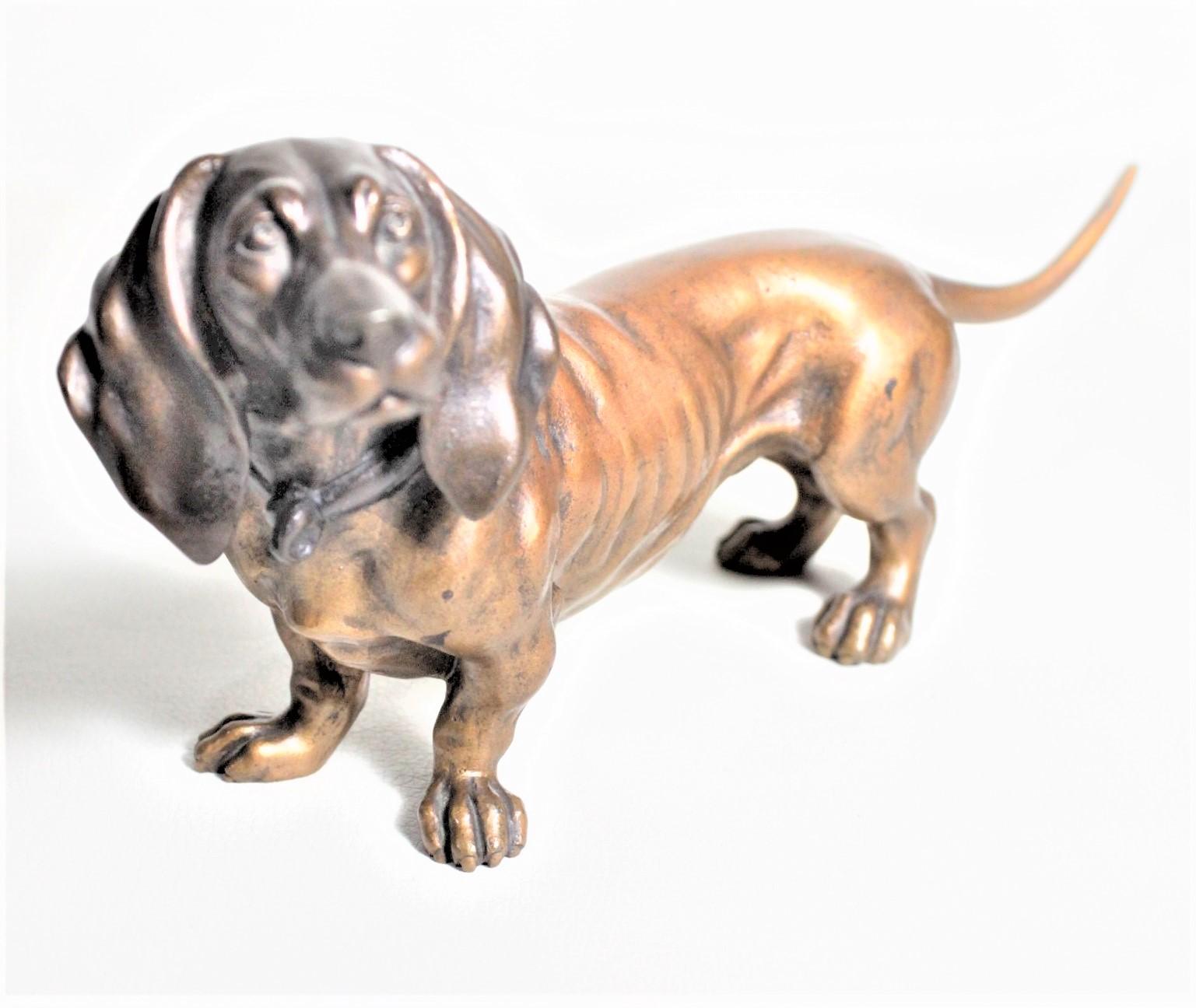 20th Century Large Antique Austrian Cold-Painted Bronze Basset Hound Dog Figurine For Sale