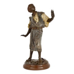 Large Antique Austrian Cold-Painted Bronze Figurative Sculpture by Bergman