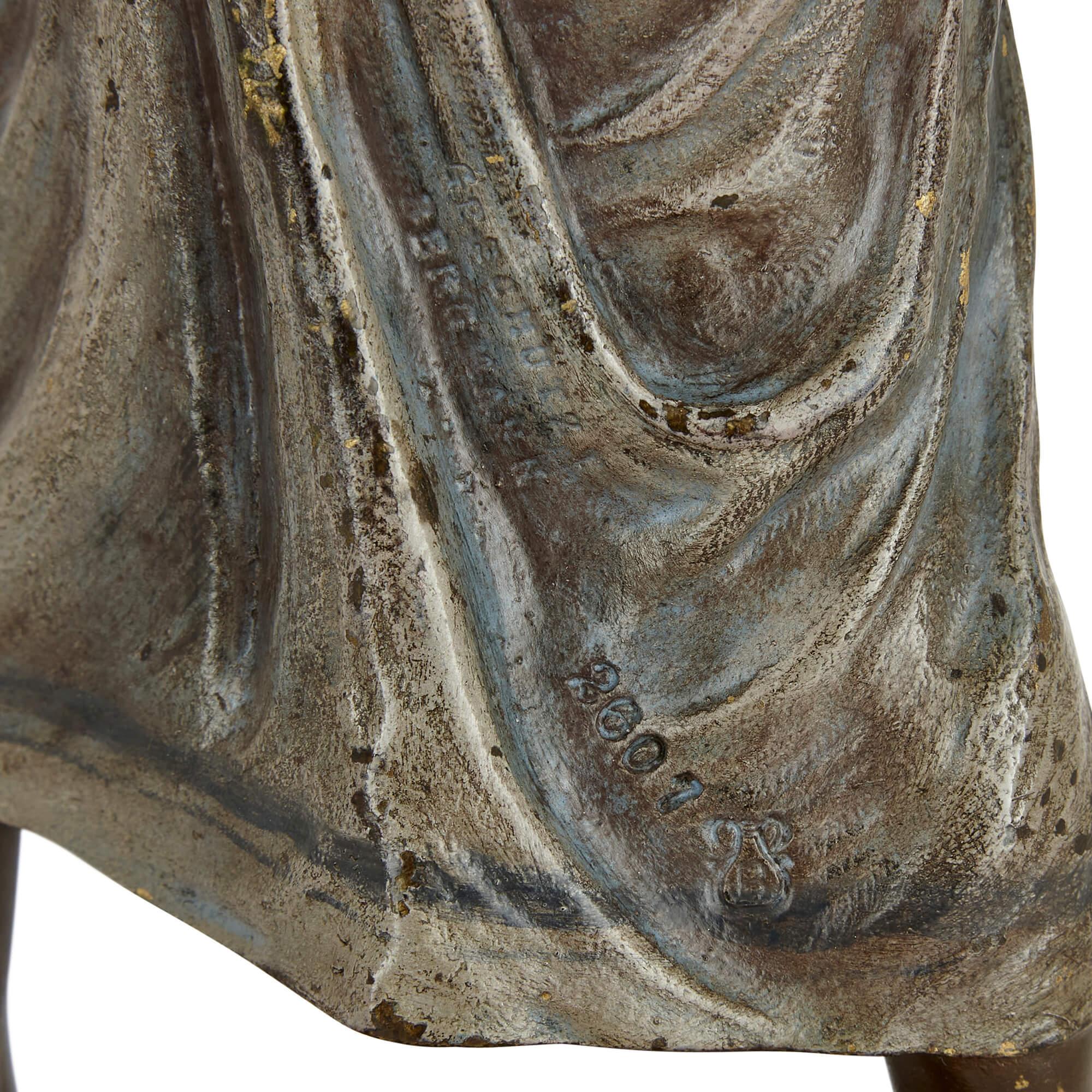 Große antike österreichische figurative Skulptur aus kalt bemalter Bronze von Bergman  (Kaltmalerei) im Angebot