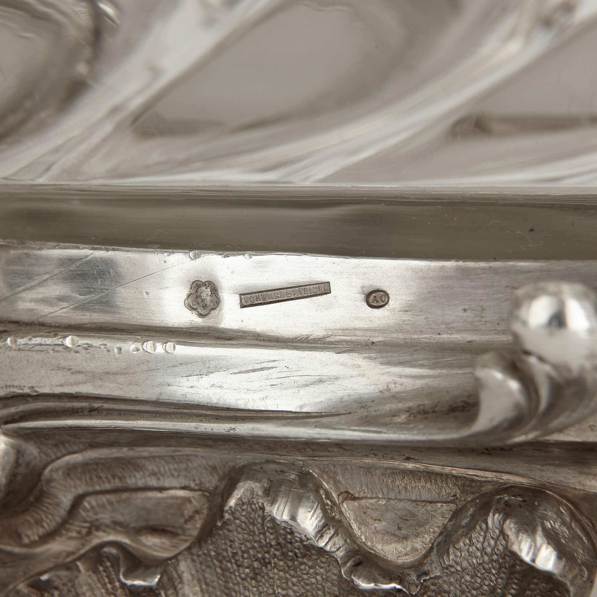 Gran guarnición austriaca antigua de plata y cristal de Schwarz & Steiner Silver en venta