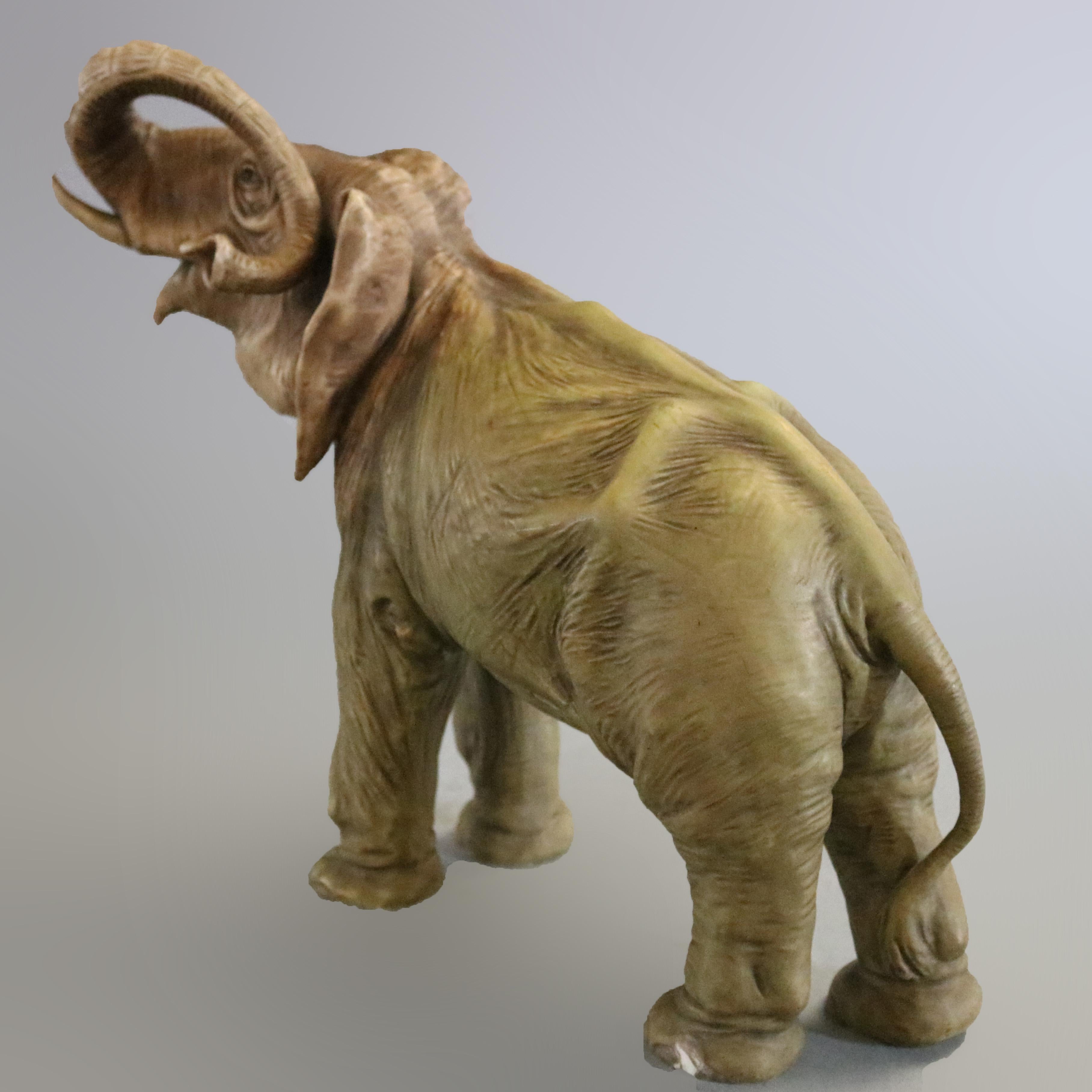 Art Nouveau Large Antique Austrian Teplitz Amphora Pottery Figural Elephant Sculpture C 1900