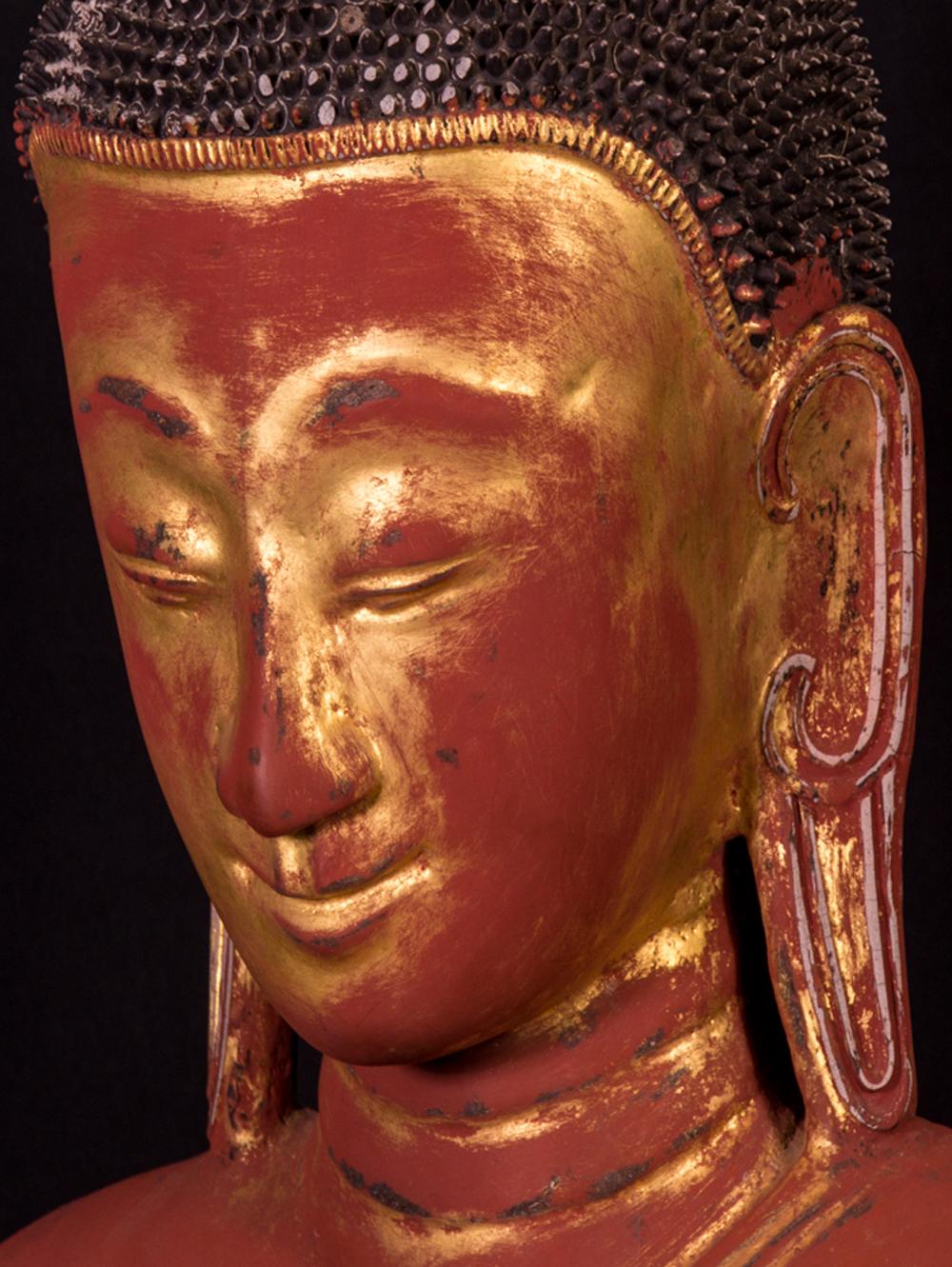 Lacquer Large Antique Ava Buddha Statue from Burma For Sale