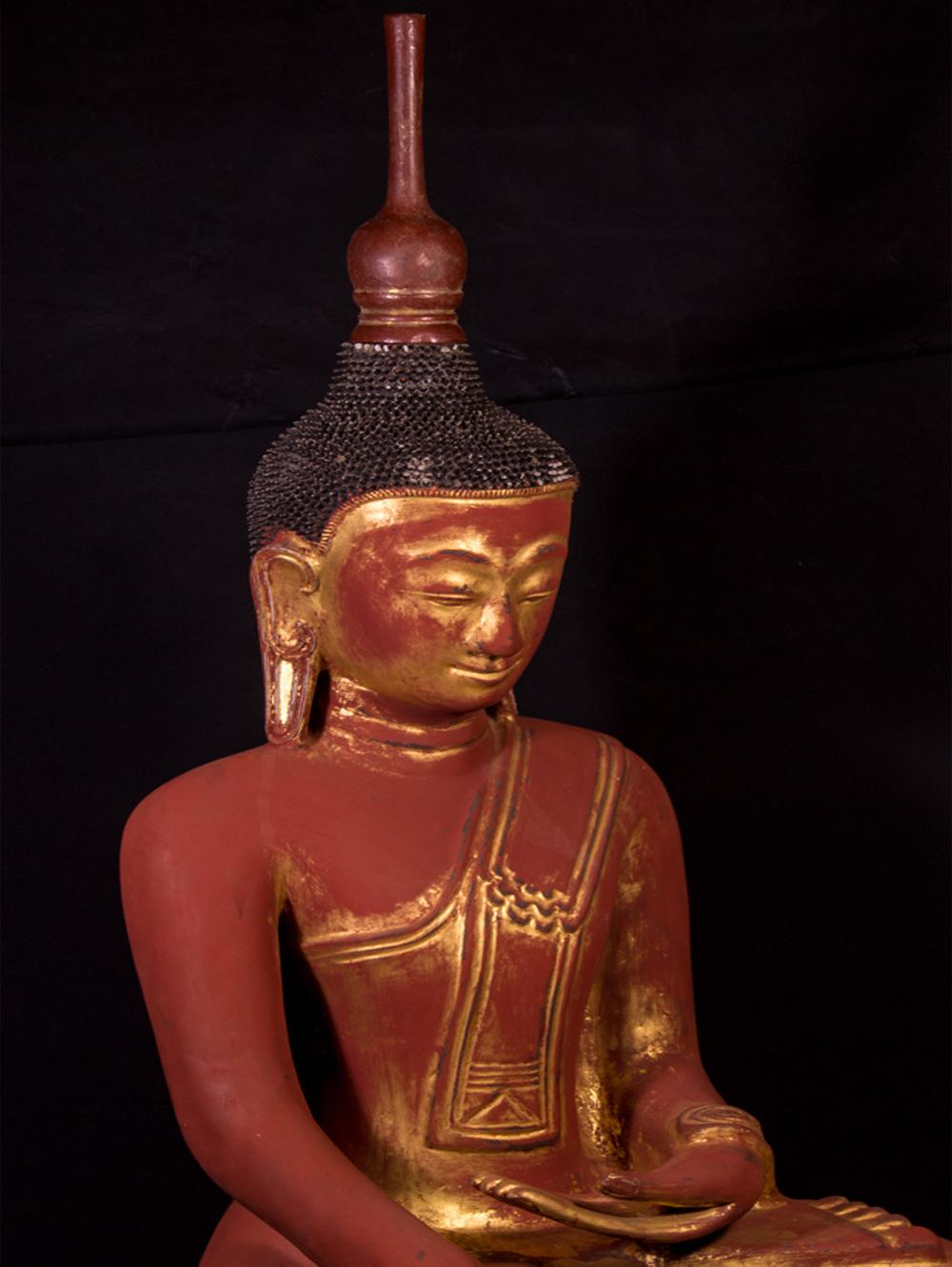 Large Antique Ava Buddha Statue from Burma For Sale 3
