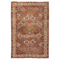Grand tapis ancien Bakhtiari avec motif de jardin en forme de diamant 12'1 x 18'0