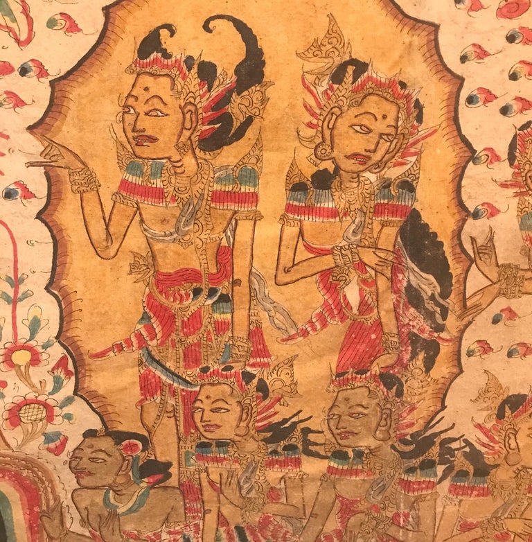 Large Antique Balinese Handwoven and Painted Batik Tapestry For Sale at 1stDibs  balinese 