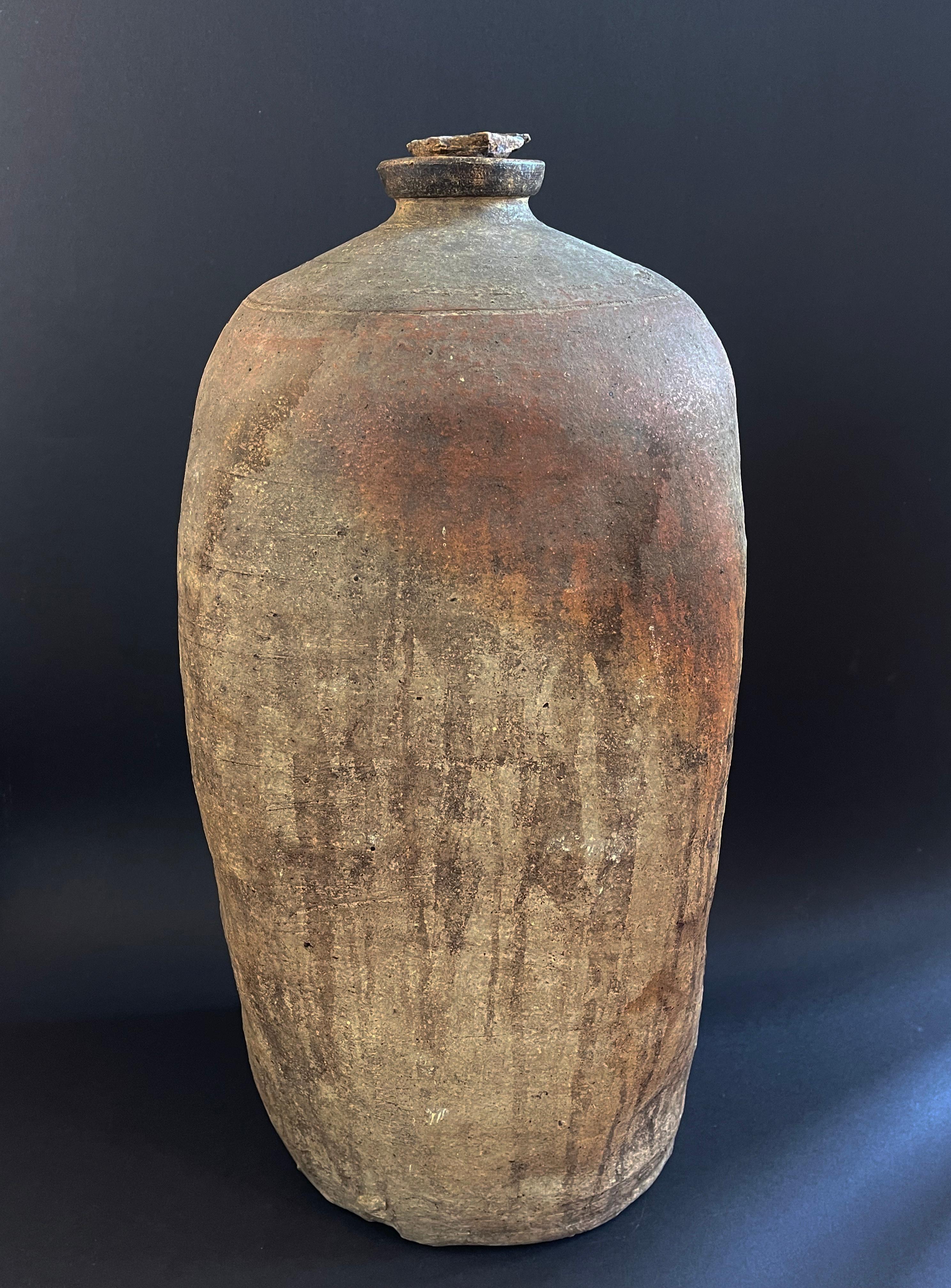 Classical Greek Large Antique Balkan Clay Storage Bottle or Urn Terracotta Vessel, 19th Century For Sale