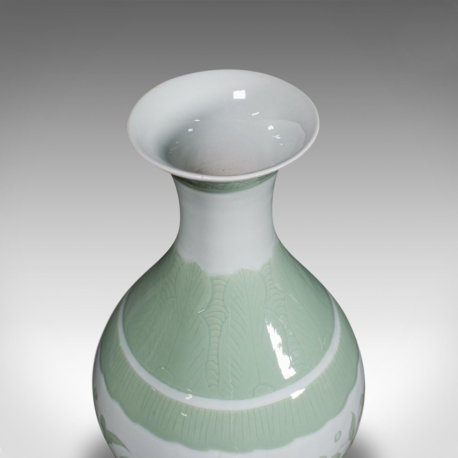 Large Antique Baluster Flower Vase, Chinese, Celadon Ceramic, Bouquet, Victorian For Sale 1