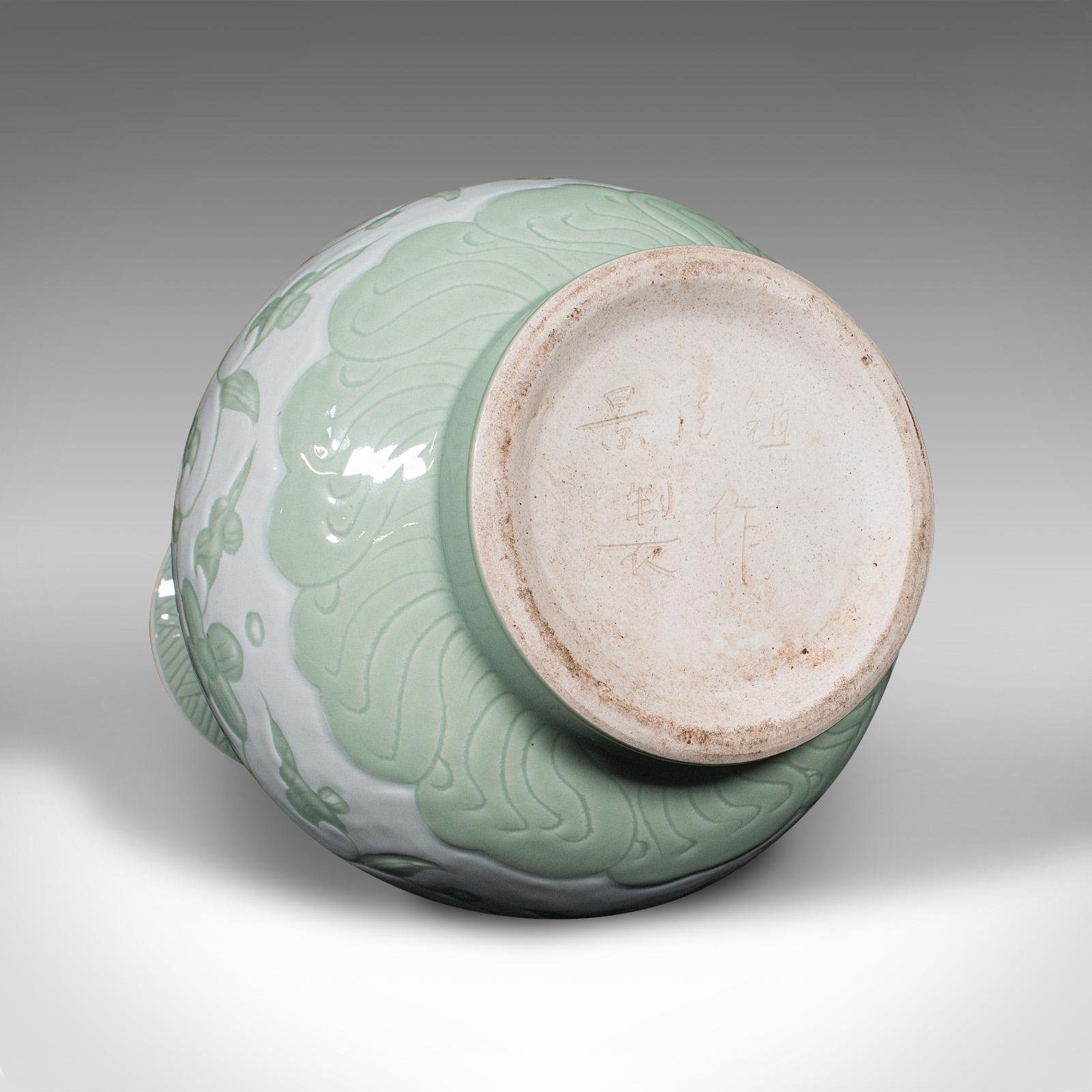 Large Antique Baluster Flower Vase, Chinese, Celadon Ceramic, Bouquet, Victorian For Sale 3