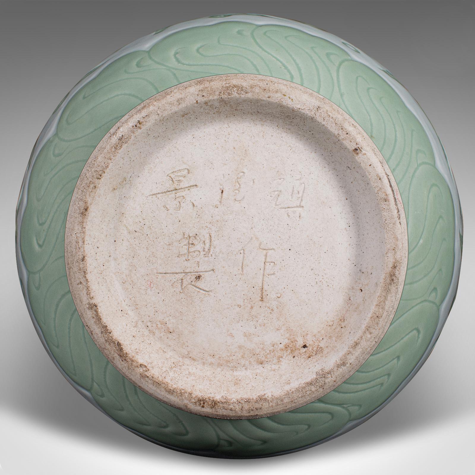 Large Antique Baluster Flower Vase, Chinese, Celadon Ceramic, Bouquet, Victorian For Sale 4