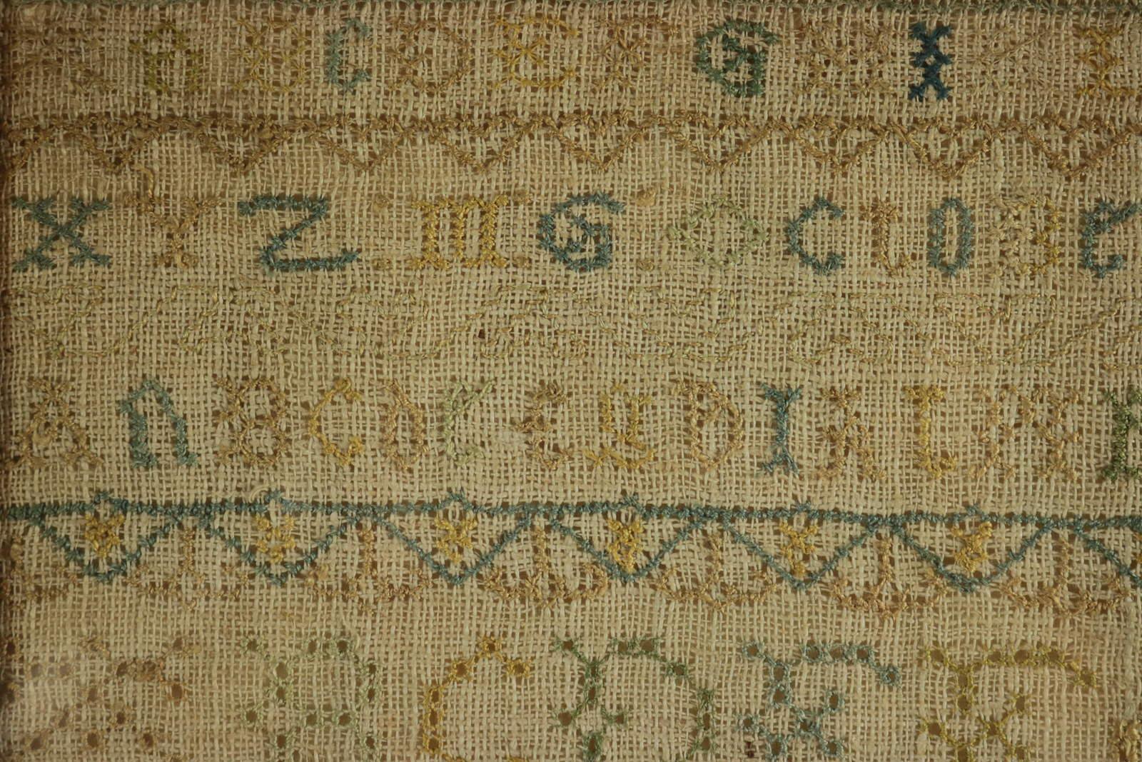 Large Antique Band Sampler, c.1725, by Mary Gatehouse For Sale 4